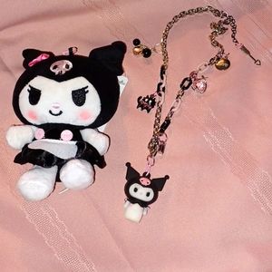 Kuromi Plush and Handmade Necklace